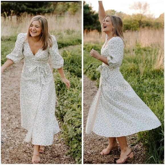 Reformation Mint linen wrap midi dress new - Picture 14 of 14